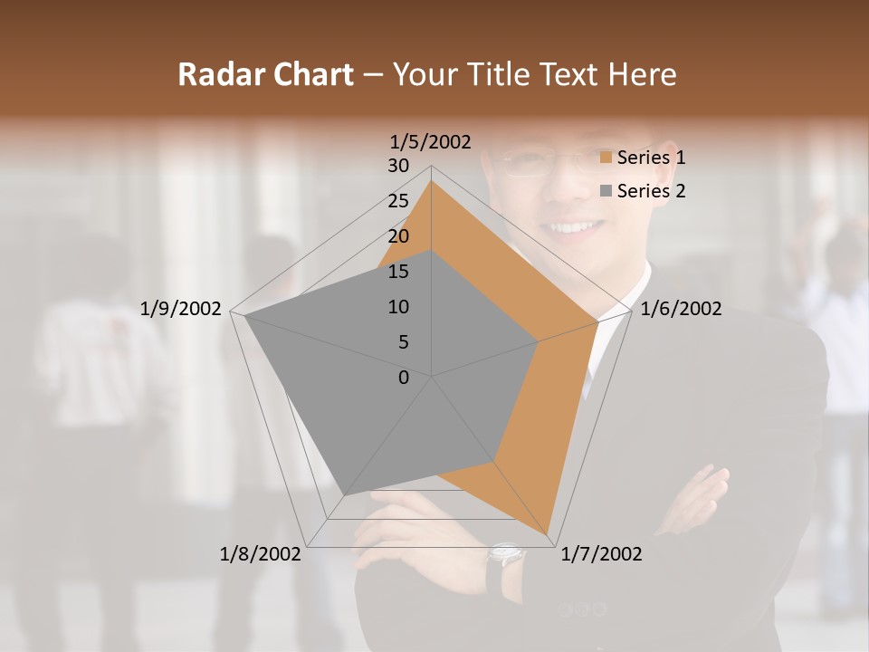 Good Looking Asian Business Man Standing With Arms Folded. PowerPoint Template