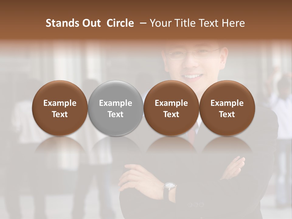 Good Looking Asian Business Man Standing With Arms Folded. PowerPoint Template