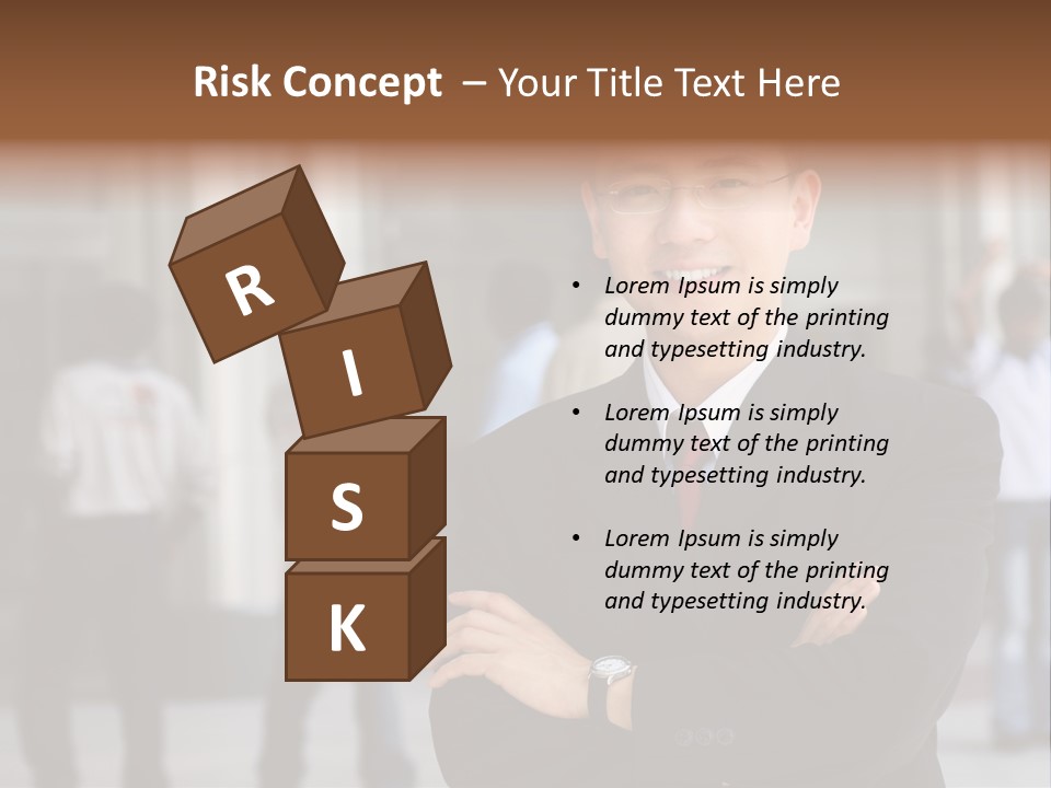 Good Looking Asian Business Man Standing With Arms Folded. PowerPoint Template