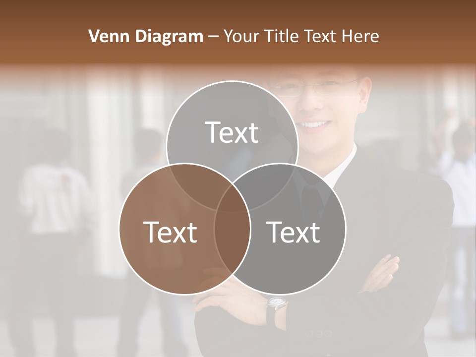 Good Looking Asian Business Man Standing With Arms Folded. PowerPoint Template