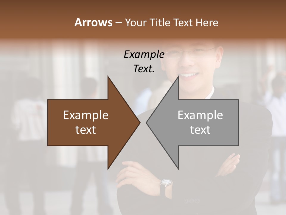 Good Looking Asian Business Man Standing With Arms Folded. PowerPoint Template