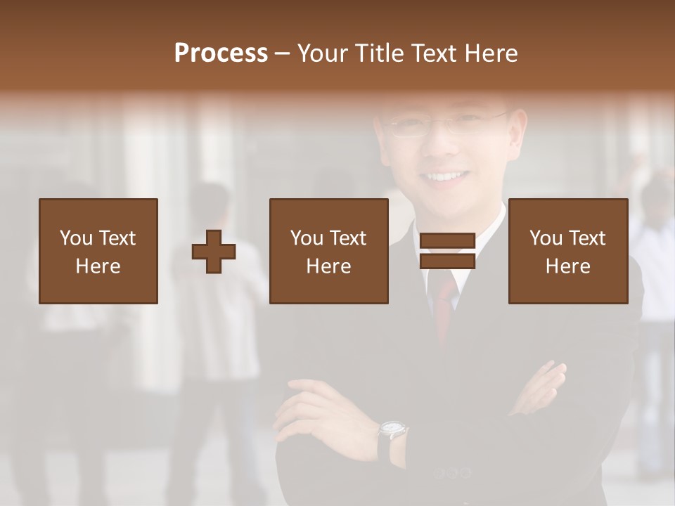 Good Looking Asian Business Man Standing With Arms Folded. PowerPoint Template