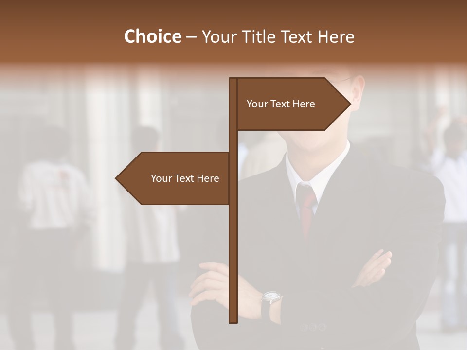 Good Looking Asian Business Man Standing With Arms Folded. PowerPoint Template