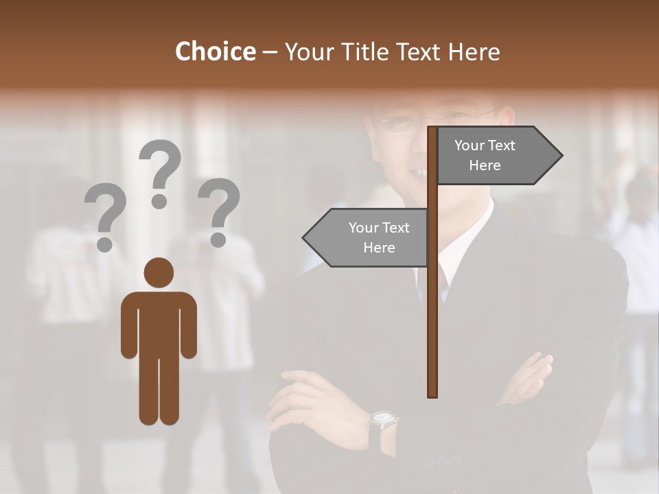 Good Looking Asian Business Man Standing With Arms Folded. PowerPoint Template