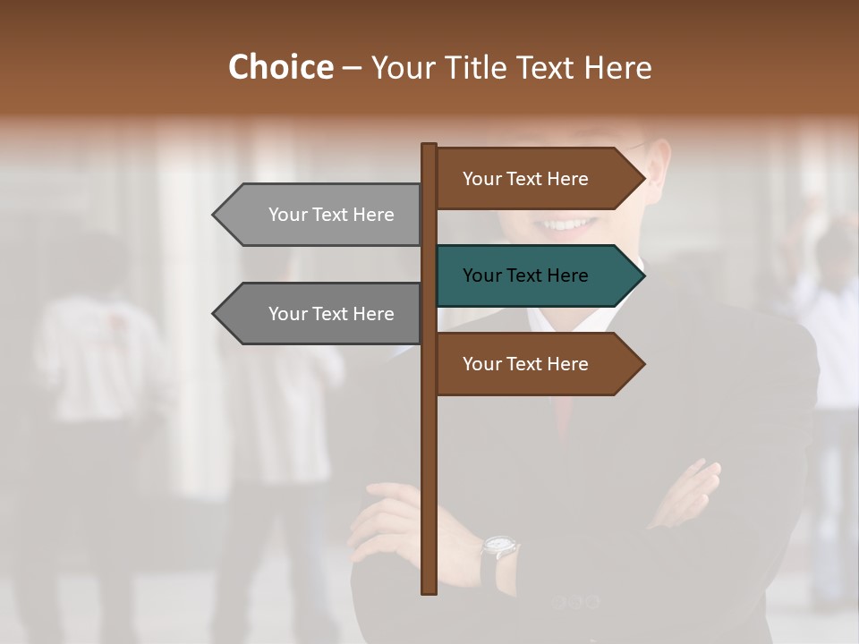 Good Looking Asian Business Man Standing With Arms Folded. PowerPoint Template