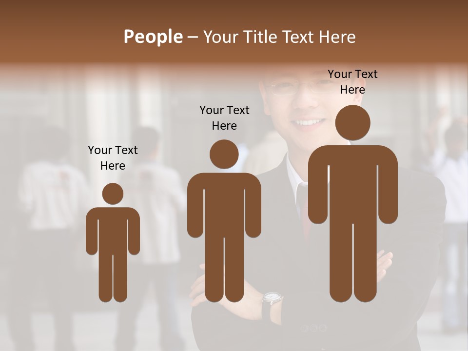 Good Looking Asian Business Man Standing With Arms Folded. PowerPoint Template