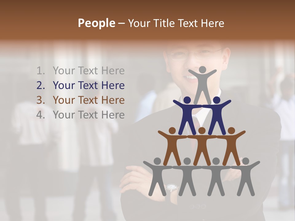 Good Looking Asian Business Man Standing With Arms Folded. PowerPoint Template