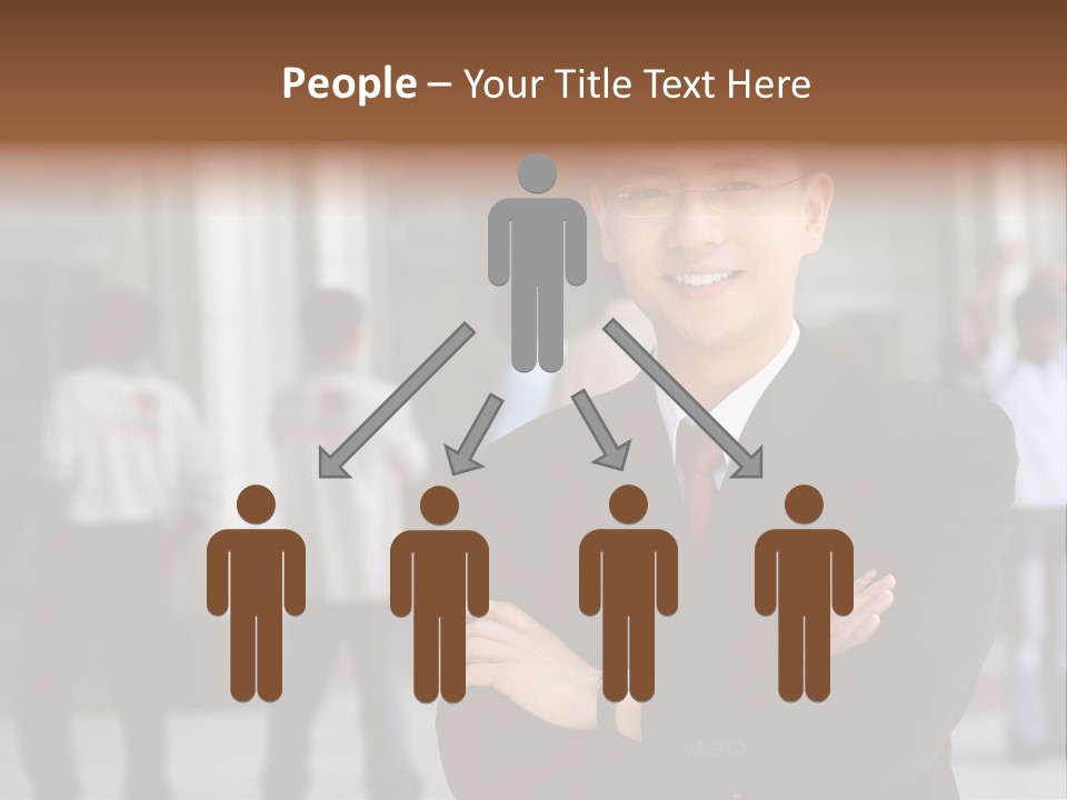 Good Looking Asian Business Man Standing With Arms Folded. PowerPoint Template