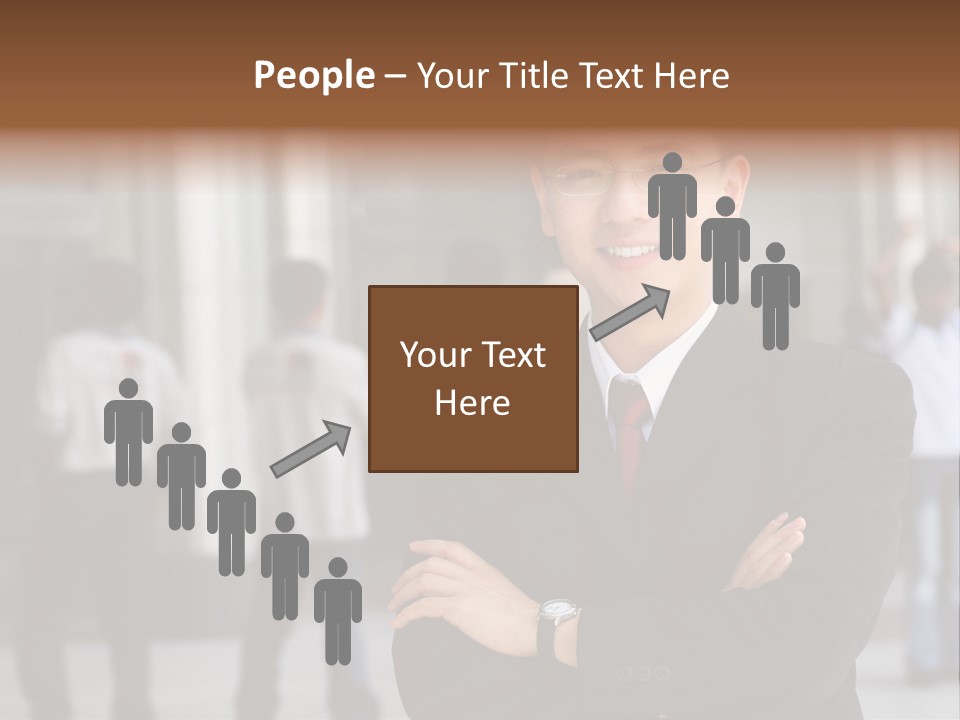 Good Looking Asian Business Man Standing With Arms Folded. PowerPoint Template