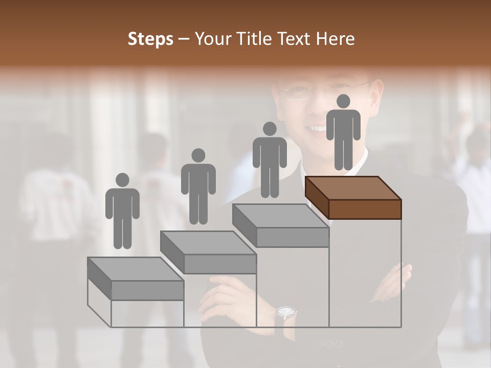 Good Looking Asian Business Man Standing With Arms Folded. PowerPoint Template