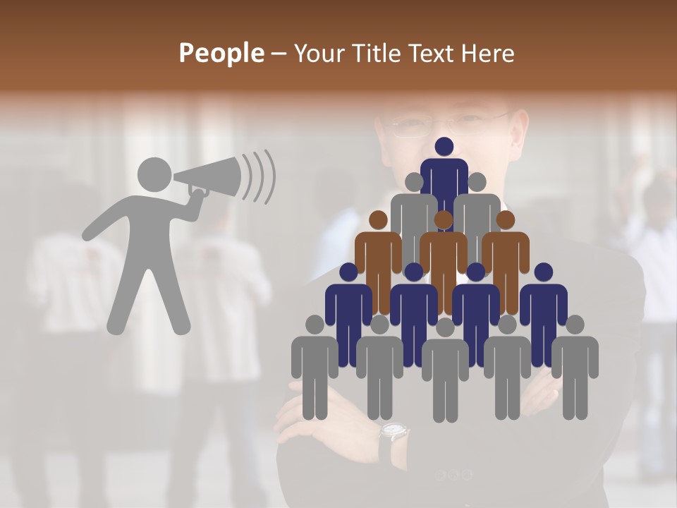 Good Looking Asian Business Man Standing With Arms Folded. PowerPoint Template