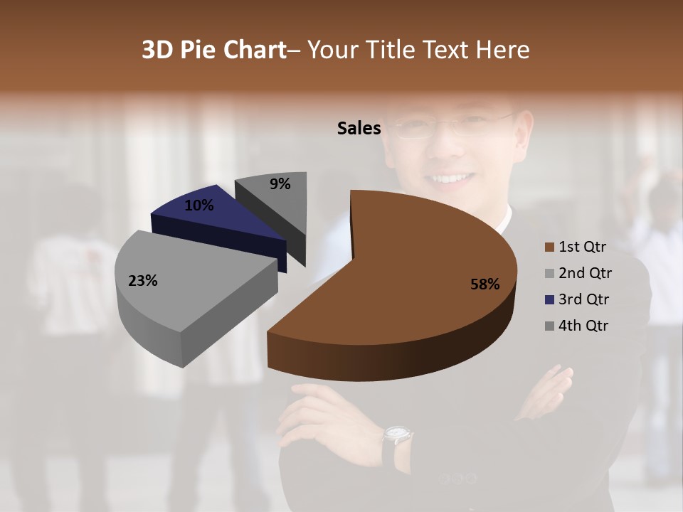 Good Looking Asian Business Man Standing With Arms Folded. PowerPoint Template