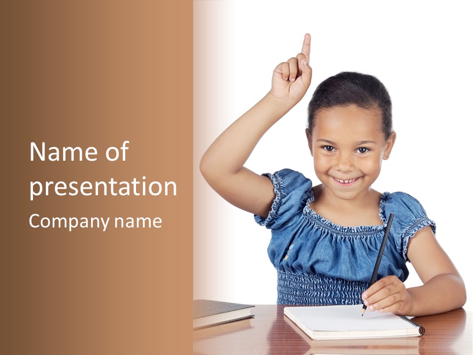 Adorable Girl Studying In The School A Over White Background PowerPoint Template