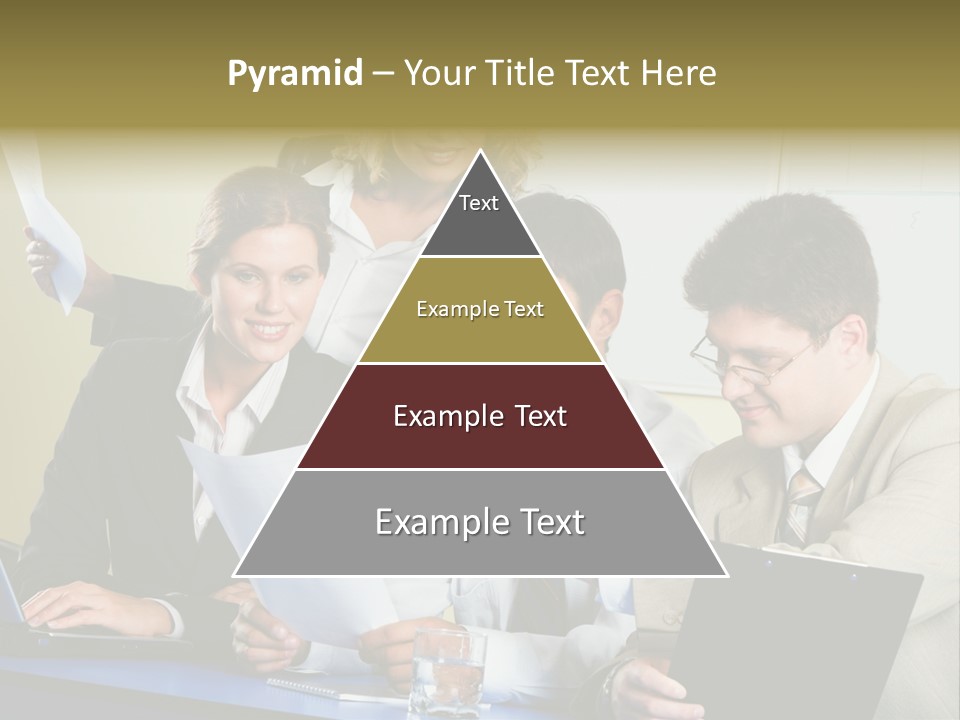 Group Of People Sitting At A Blue Table And Discussing Business Questions PowerPoint Template