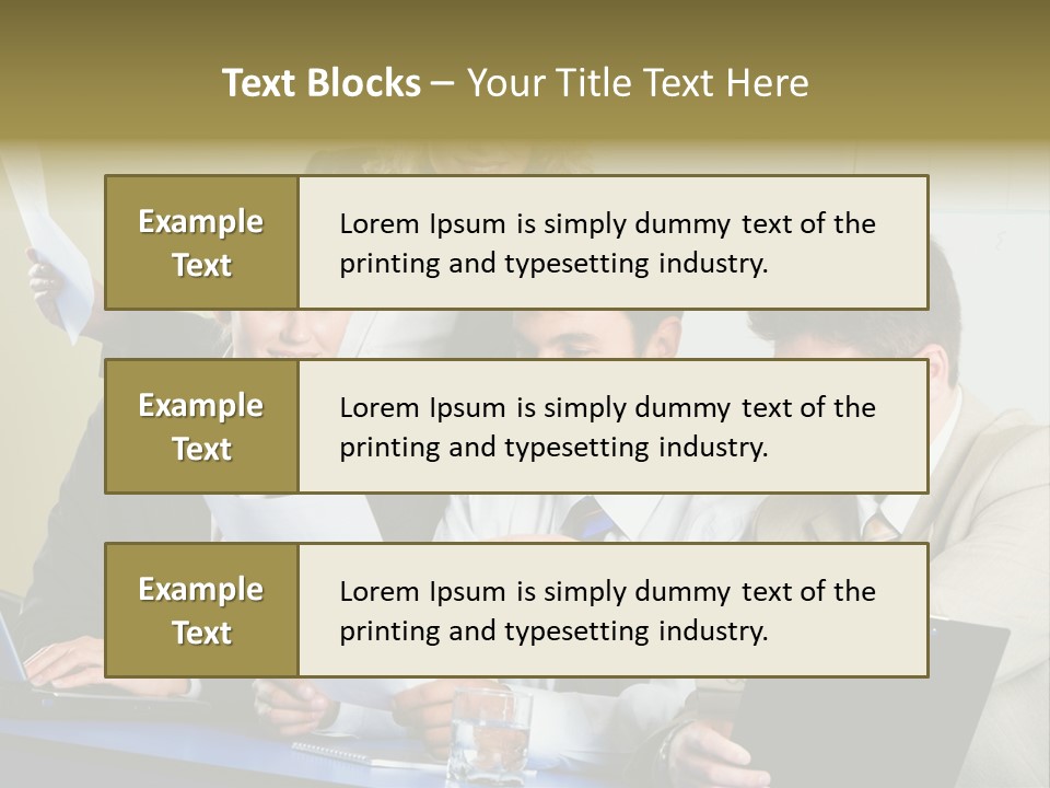 Group Of People Sitting At A Blue Table And Discussing Business Questions PowerPoint Template