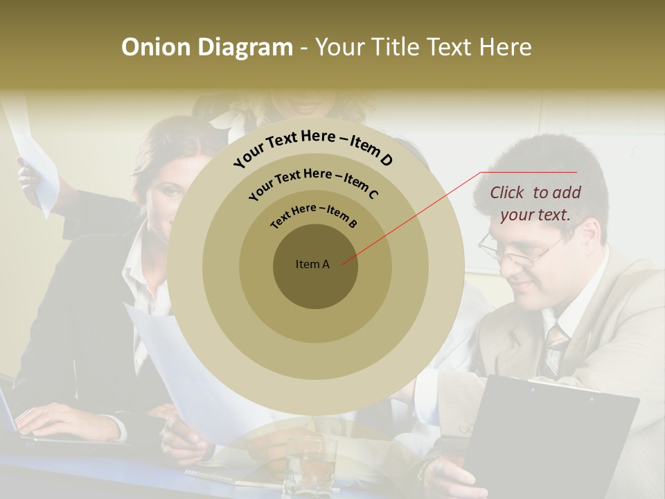 Group Of People Sitting At A Blue Table And Discussing Business Questions PowerPoint Template