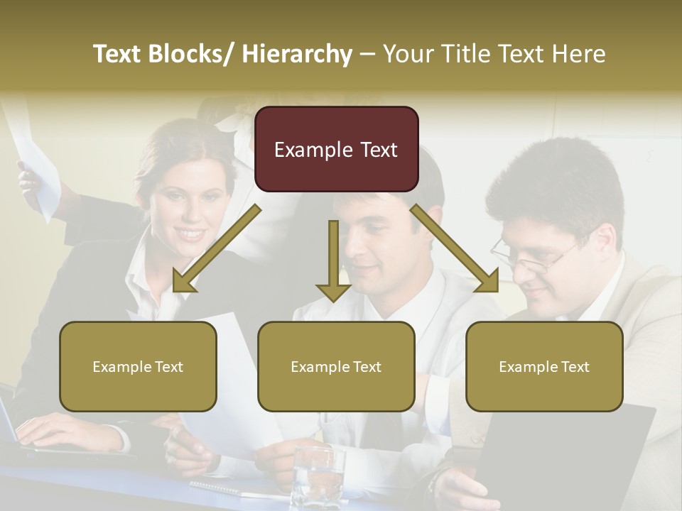 Group Of People Sitting At A Blue Table And Discussing Business Questions PowerPoint Template