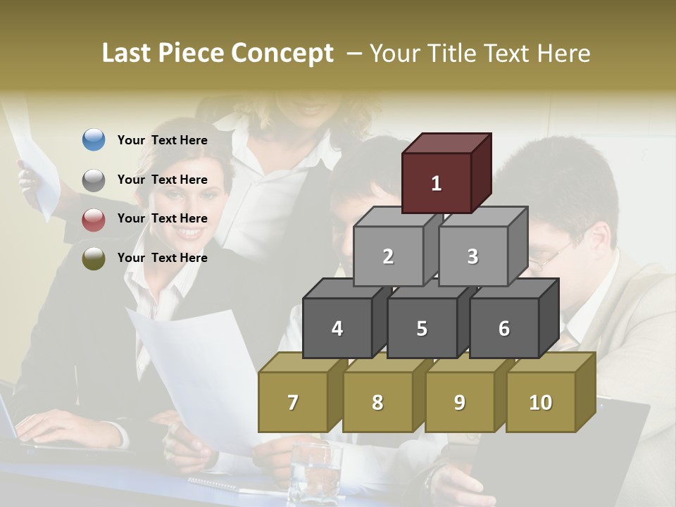 Group Of People Sitting At A Blue Table And Discussing Business Questions PowerPoint Template