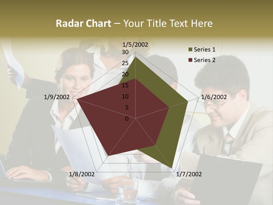 Group Of People Sitting At A Blue Table And Discussing Business Questions PowerPoint Template