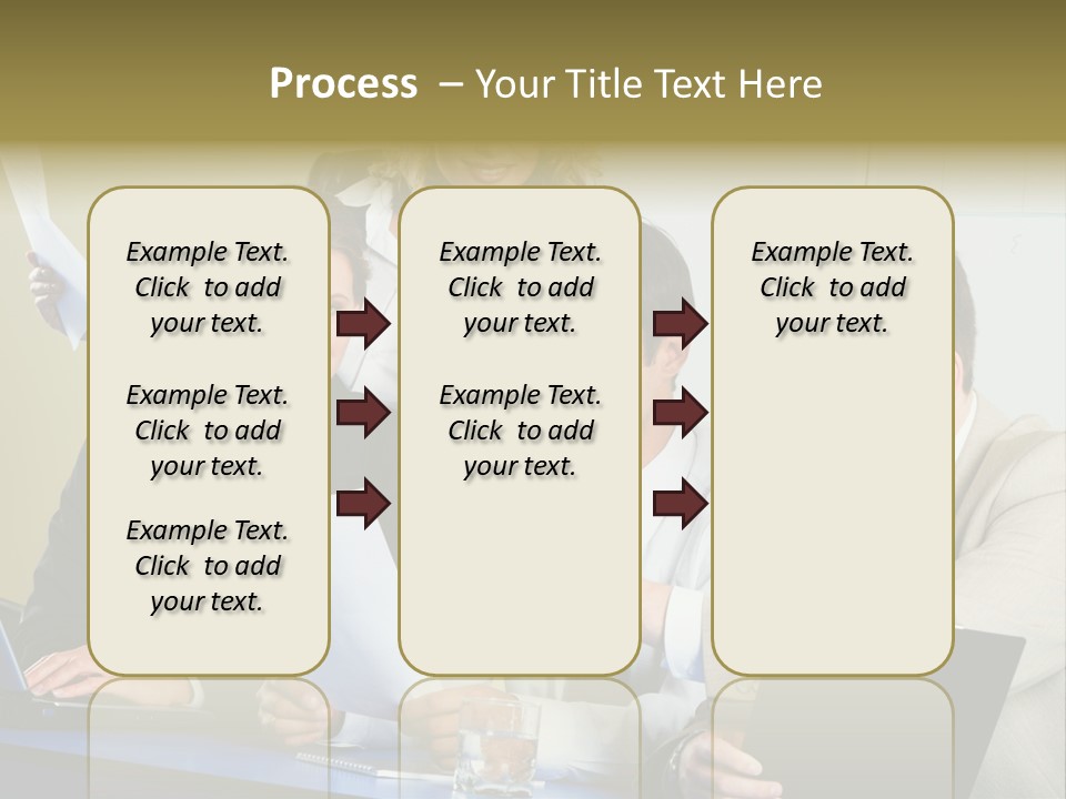 Group Of People Sitting At A Blue Table And Discussing Business Questions PowerPoint Template