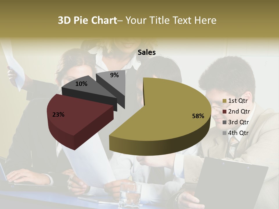 Group Of People Sitting At A Blue Table And Discussing Business Questions PowerPoint Template