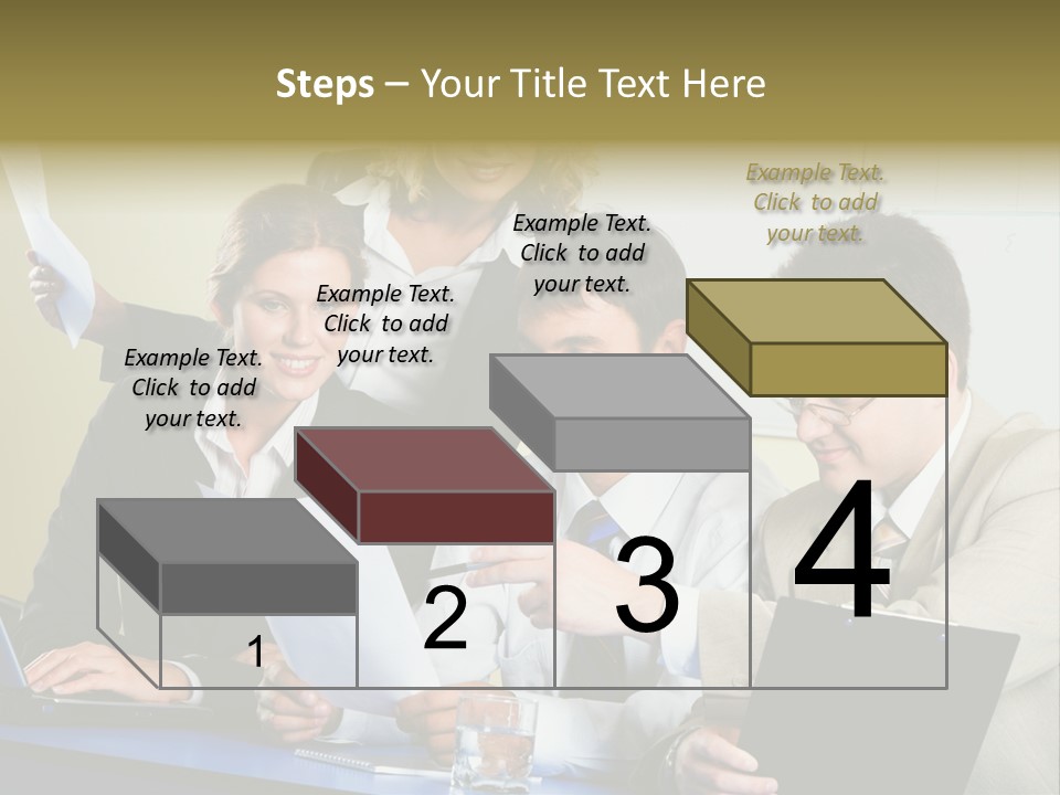 Group Of People Sitting At A Blue Table And Discussing Business Questions PowerPoint Template