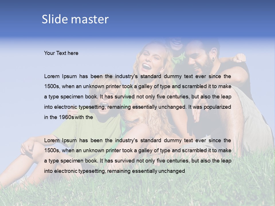 A Group Of People Sitting On The Grass With A Dog PowerPoint Template
