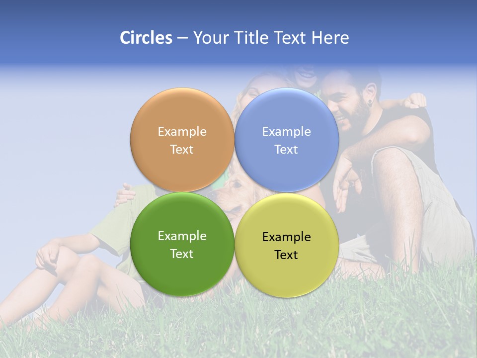 A Group Of People Sitting On The Grass With A Dog PowerPoint Template
