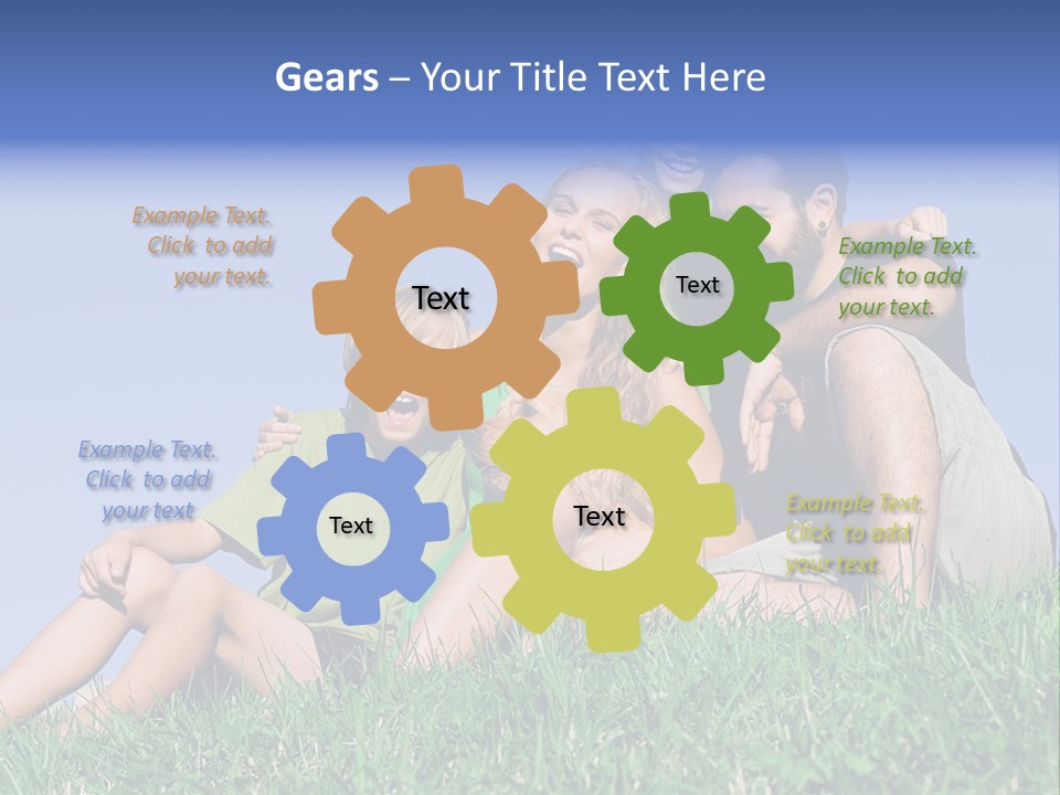 A Group Of People Sitting On The Grass With A Dog PowerPoint Template