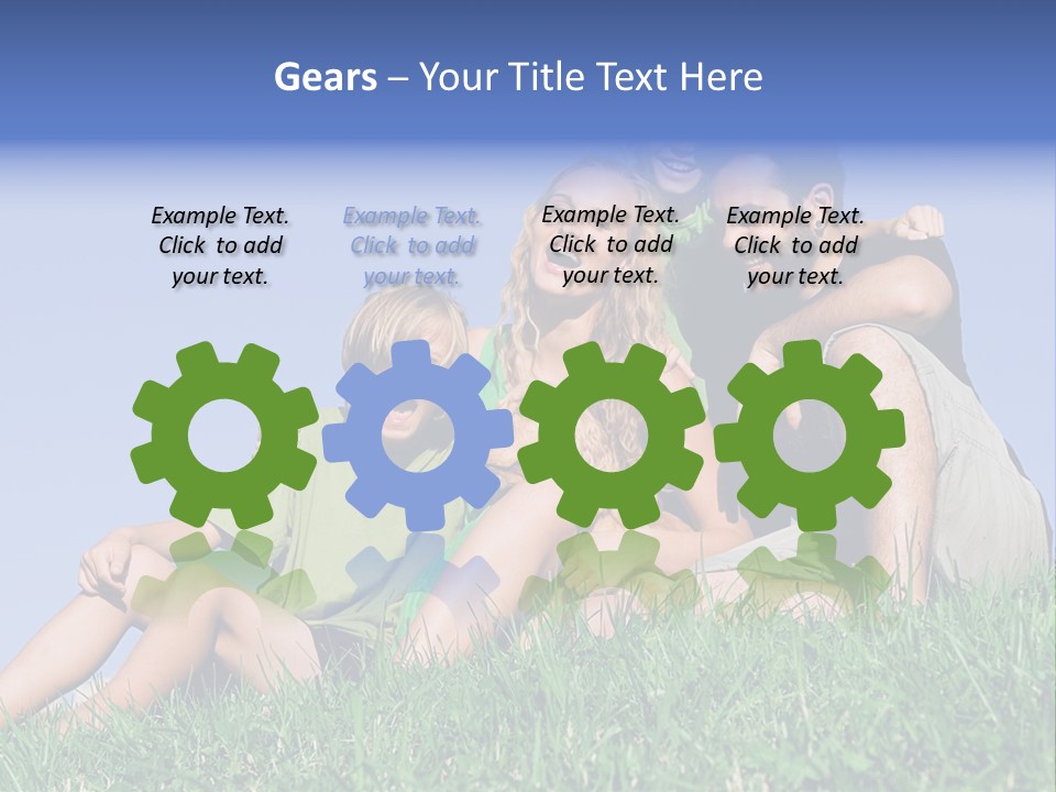 A Group Of People Sitting On The Grass With A Dog PowerPoint Template
