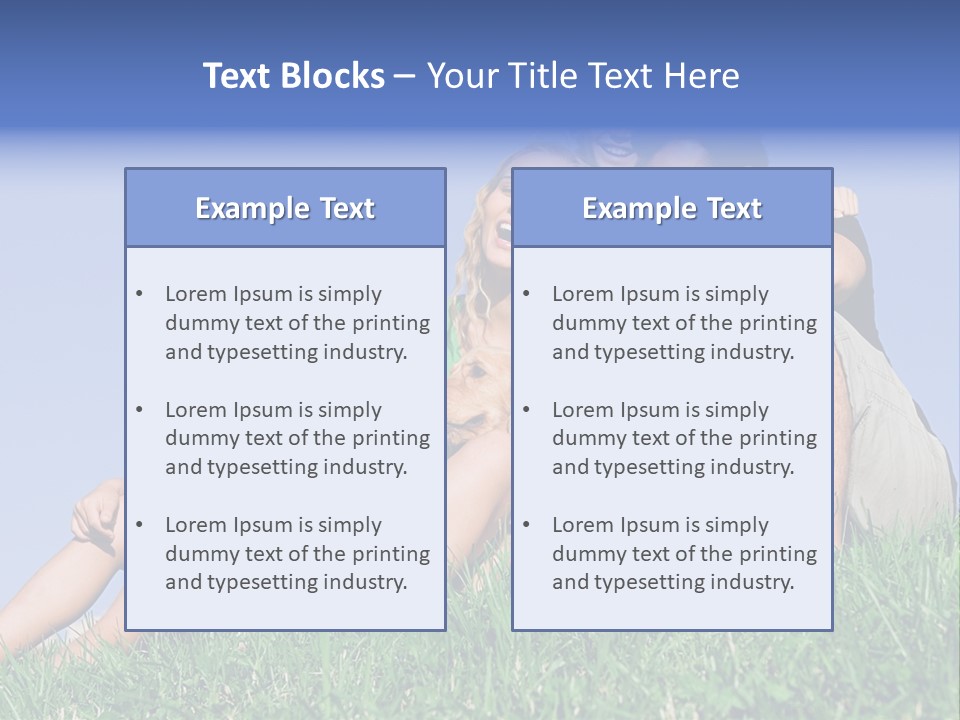A Group Of People Sitting On The Grass With A Dog PowerPoint Template