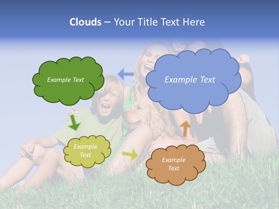 A Group Of People Sitting On The Grass With A Dog PowerPoint Template