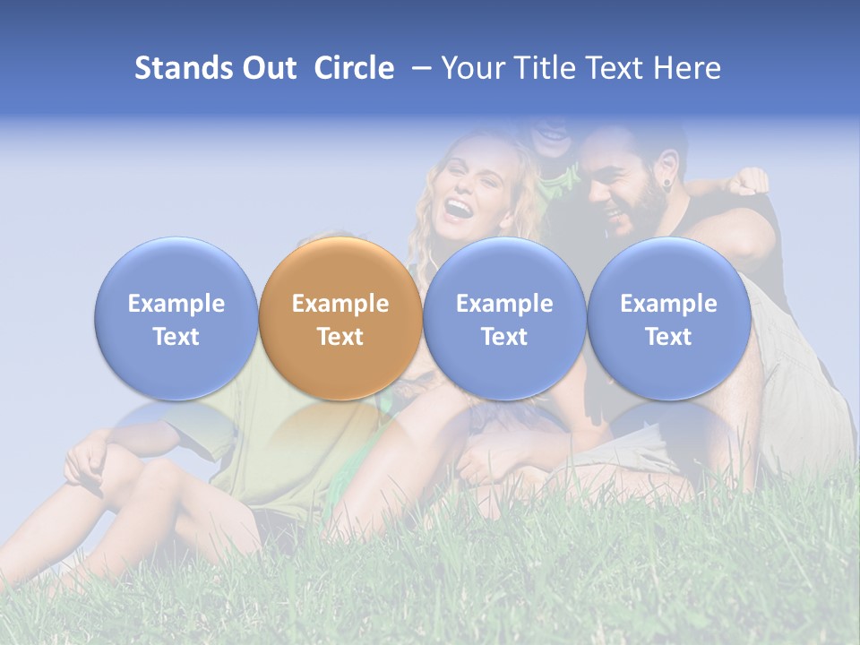 A Group Of People Sitting On The Grass With A Dog PowerPoint Template