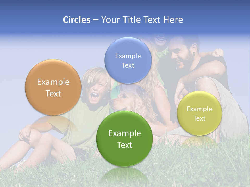A Group Of People Sitting On The Grass With A Dog PowerPoint Template