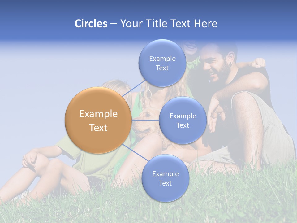 A Group Of People Sitting On The Grass With A Dog PowerPoint Template