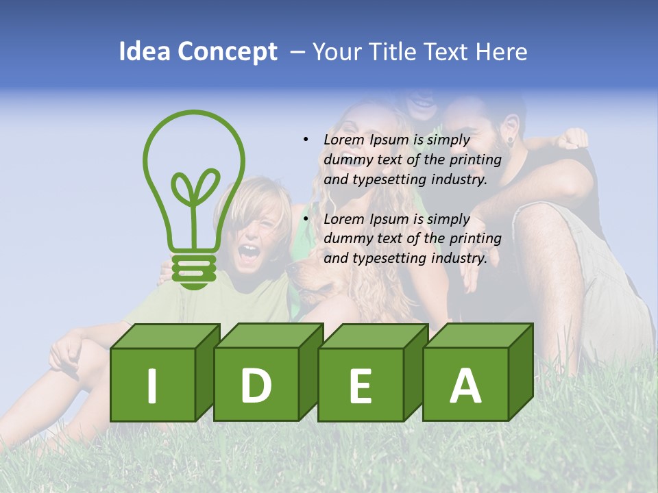 A Group Of People Sitting On The Grass With A Dog PowerPoint Template