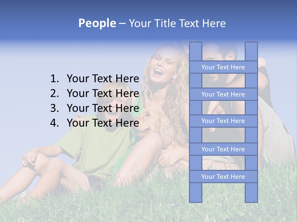 A Group Of People Sitting On The Grass With A Dog PowerPoint Template
