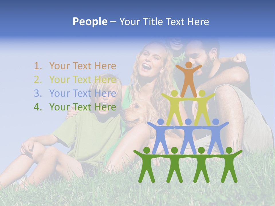 A Group Of People Sitting On The Grass With A Dog PowerPoint Template