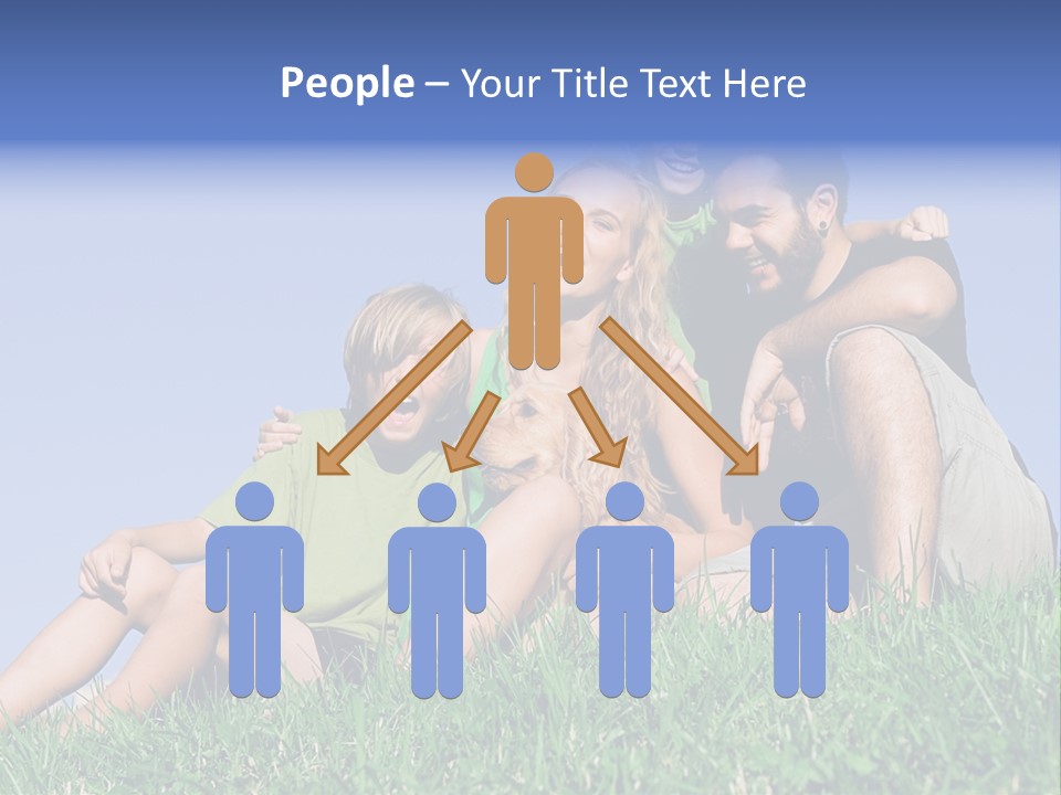A Group Of People Sitting On The Grass With A Dog PowerPoint Template