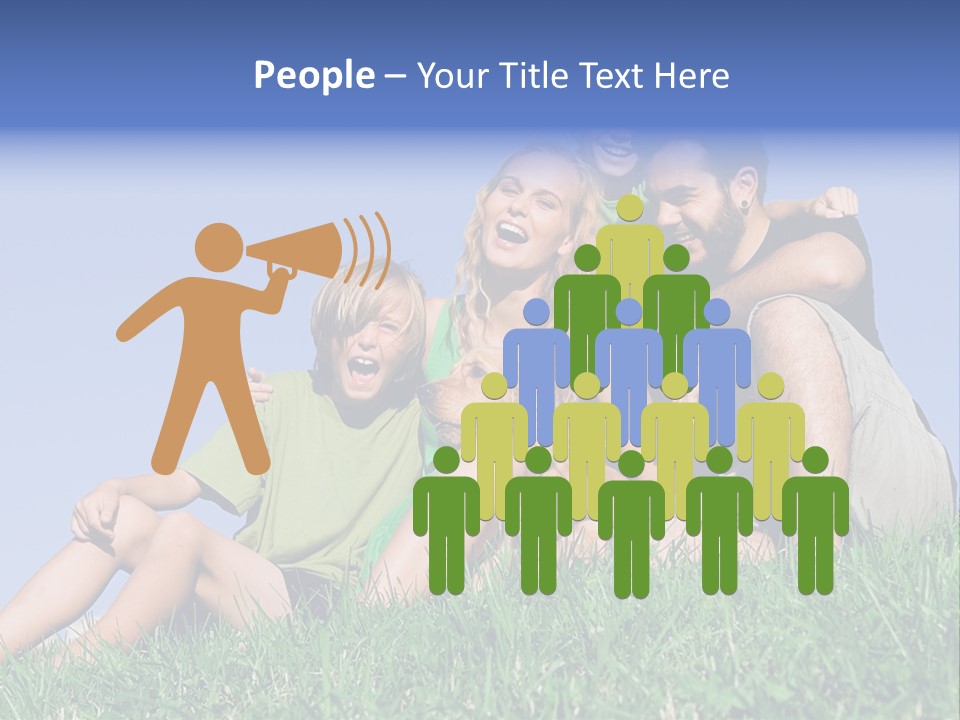 A Group Of People Sitting On The Grass With A Dog PowerPoint Template