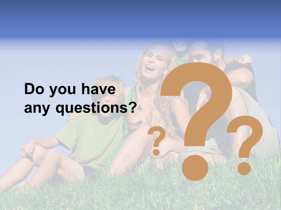 A Group Of People Sitting On The Grass With A Dog PowerPoint Template