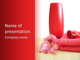 Cream And Red Bottles With Shampoo PowerPoint Template