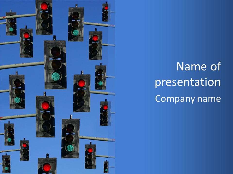 A Group Of Traffic Lights With A Blue Sky In The Background PowerPoint Template