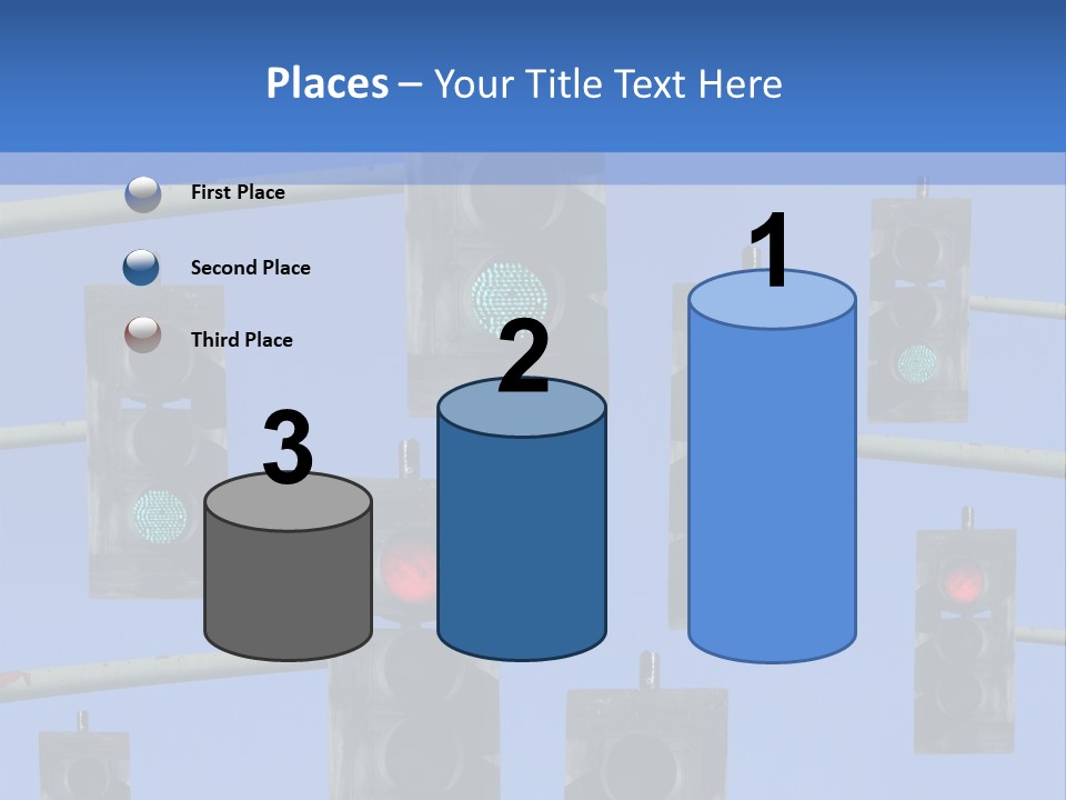 A Group Of Traffic Lights With A Blue Sky In The Background PowerPoint Template