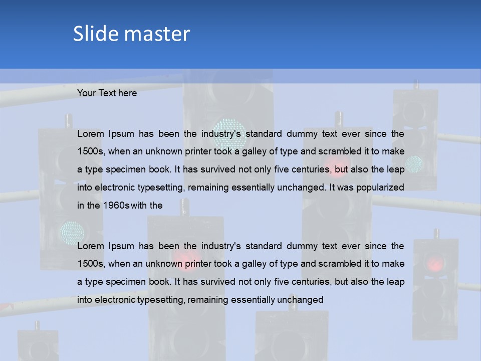 A Group Of Traffic Lights With A Blue Sky In The Background PowerPoint Template