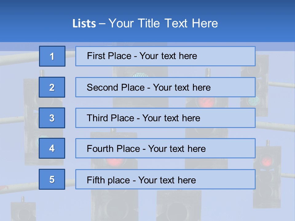 A Group Of Traffic Lights With A Blue Sky In The Background PowerPoint Template