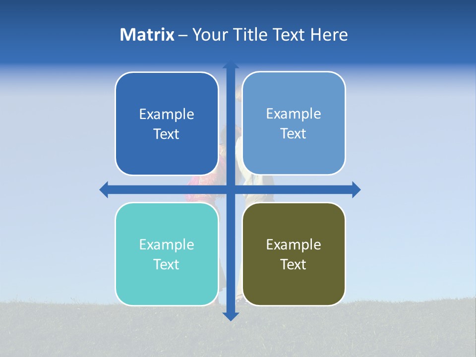 Happy Family With Two Children On Blue Sky 2 PowerPoint Template