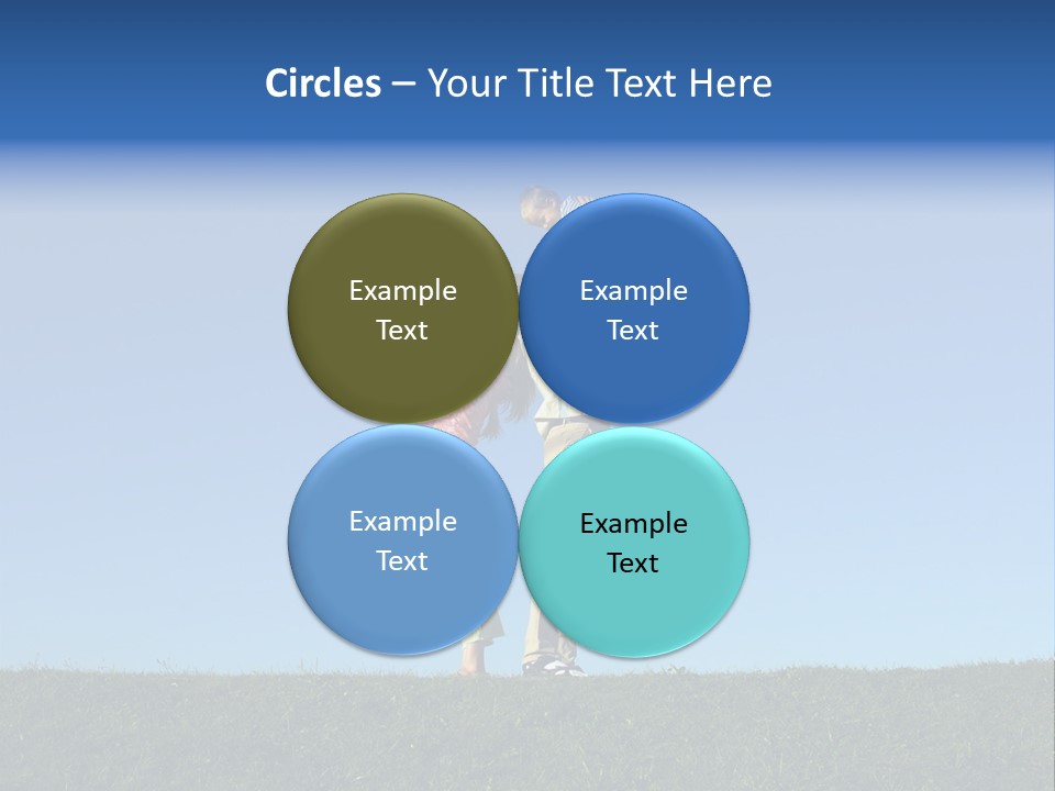 Happy Family With Two Children On Blue Sky 2 PowerPoint Template