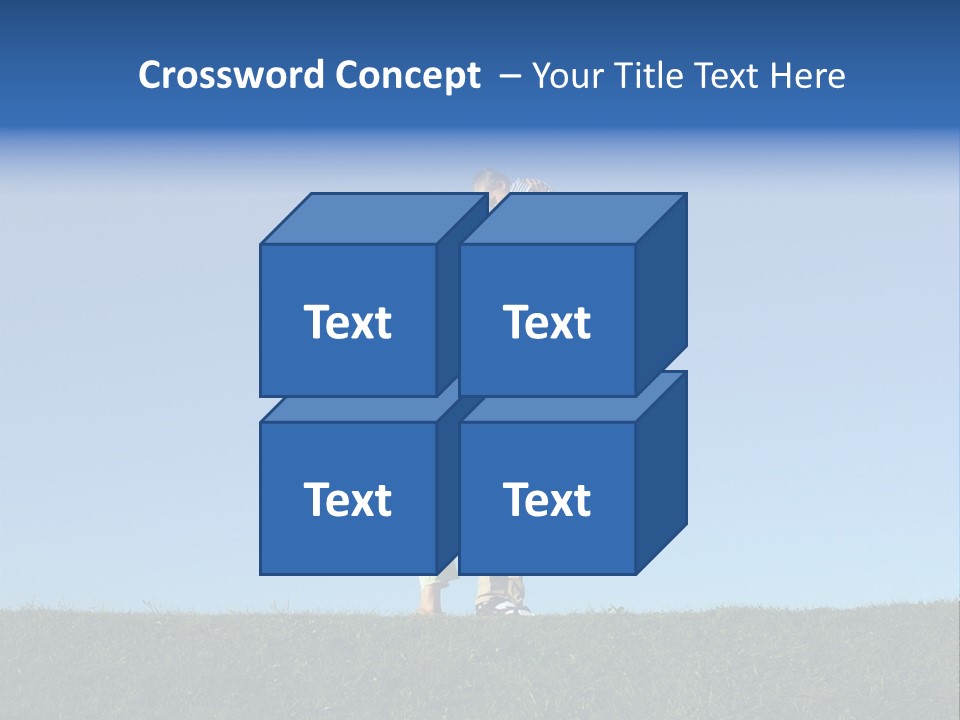 Happy Family With Two Children On Blue Sky 2 PowerPoint Template