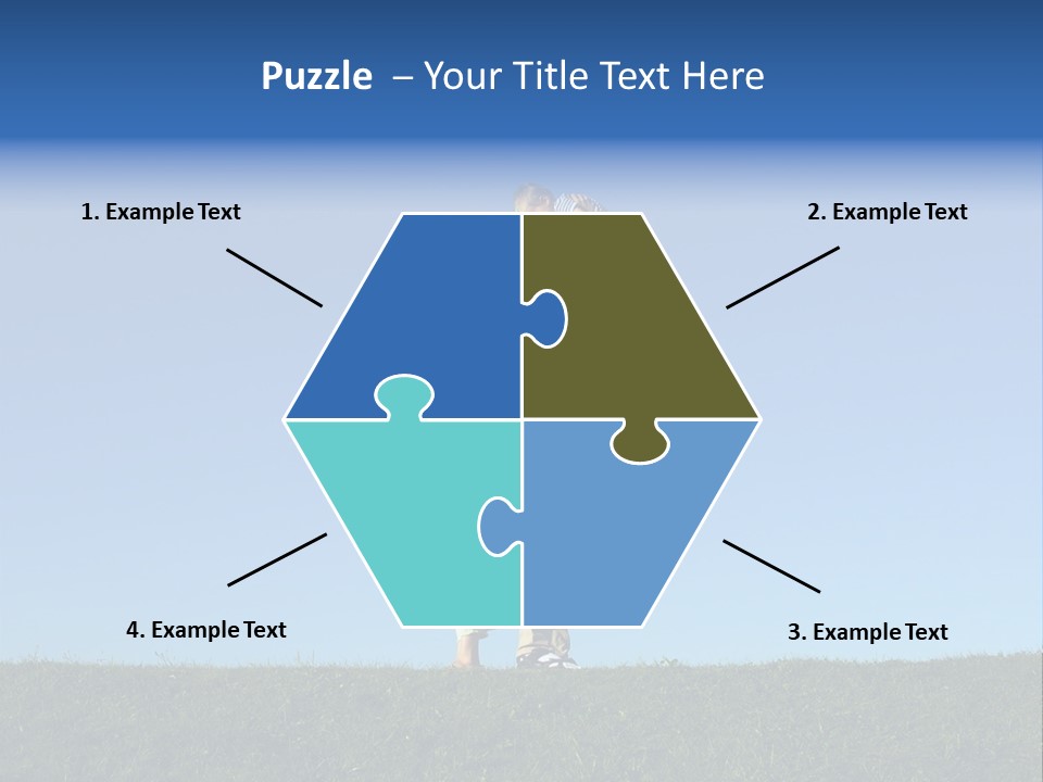 Happy Family With Two Children On Blue Sky 2 PowerPoint Template